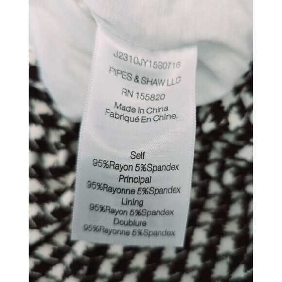 Veronica‎ Beard Houndstooth Ruched Dress Size Medium Black and White - Picture 9 of 9